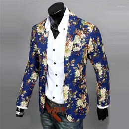 Abiti da uomo Blazer all'ingrosso- Abito da uomo floreale Blazer Giacca Cappotto Slim Fit Fiore stampato per uomo Design casual di alta qualità All'ingrosso 01