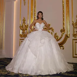 Glamous Ball Suknia Vintage Suknie Ślubne Suknie ślubne 2021 Plus Size Lace Cekinowy Dubai Luksusowy Vestido De Novia