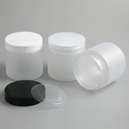 200G Frosted Empty PET Jars with Black White Clear Plastic Screw Lids 6.66oz Cosmetic cream make up Containers Packaging