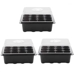 Planters & Pots Seedling Box Tray Set 12-hole Humidity Vented Domes Hand Tool Kit 6 Cells Plant Label Garden Decoration Mini Greenhouse