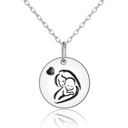 Ny 925 Sterling Silver Mor och Child Love Pendant Halsband Smycken Gift till Farmor Mamma Dotter Son fru Q0531