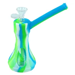 Breaker Bubbler Vattenrör Glasrör Silikon Bongs Hookah Dab Rigs Lång munfri 14mm skål