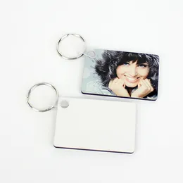 Keychain Keyring Sublimation Blank Keychains MDF Square Wooden keyrings Thermal Transfer Double-sided Key Chain Ring DIY accessories Gift 2021