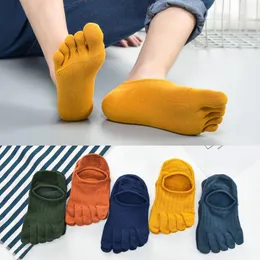 Men's Socks 3/5 Pairs Men Toe Spring Summer Adults Solid Breathable Anti-slip Silicone Hosiery Sweat-absorbing Invisible Stretchy