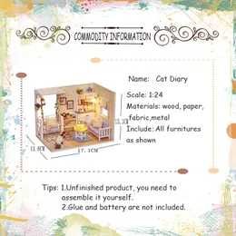 Doll House Furniture Diy Miniature 3D Wooden Miniaturas Dollhouse Toys for Children Birthday Gifts Casa Kitten Diary LJ200916