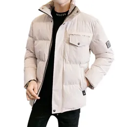 Giacca invernale da uomo Parka in cotone imbottito Casual Streetwear Cappotti Maschili Giacche calde Tinta unita Cerniera spessa Top ropa hombre 201204