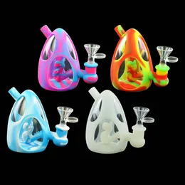 Smoking water bong silicone pipe bongs hookah glass pipes heat resistant tube Dinosaur Eggs shapd tobacco bubbler dab rig oil burner factory price