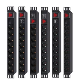 PDU POWER STRIP Distribution Unit Strömkabelpluggskåp 8 WAY AC Tyska / Fransk uttag Överbelastad Blixtbeständig Break Switch EU 2M Cord