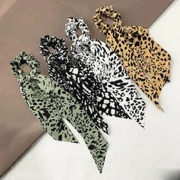 Kızlar Hairbands Çocuklar Scrunchies Leopar Saç Scrunchies 11 inç Uzun Yaylar Çocuk Saç Kravat Kafa Bantları Saç Aksesuarları