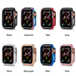 Skydd för Apple Watch 6 Case 44mm 40mm Ultra-Thin Full TPU + Metal Bumper Protector Case IWatch Series 5 4 6 SE Tillbehör