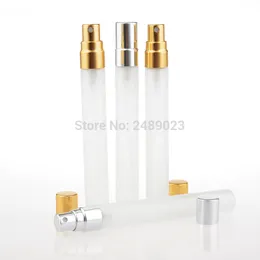 100pieces / parti 10ml Parfum Frosting Travel Sprayflaska för parfym Portabel med Atomizador Refillerbar aluminiumpump