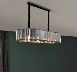 NOVITÀ Lampadario di cristallo rettangolare illuminazione lampadari a led design lustro nero per lampade a sospensione isola cucina soggiorno
