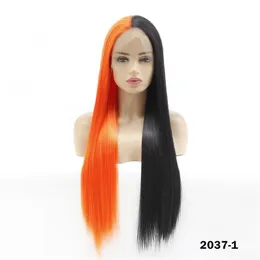 12~26インチフルストレート合成レースフロントかつらシミュレーション人間の髪Perruques de Cheveux Hampains Wig 2037-1