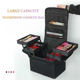 Kapacitetsinsamling Bag Makeup Stor handhållen Multi-Layer Manicure Frisör Broderi Verktyg Kosmetik Storage 202211