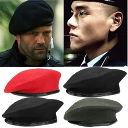 Berets unisex armé soldat hatt män kvinnor ull beret träningsläger hattar