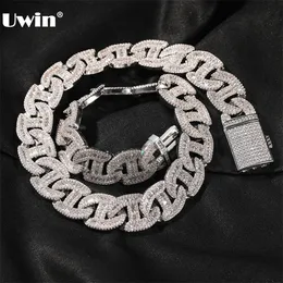 UWIN 17mm Heavy Miami Baguette Zircon ожерелья для мужчин, замороженные кубинской цепочки ссылки AAA CZ PRONG STAIRE STARED HIP HOP ювелирные изделия 220214
