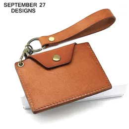 Card Holders Badge Holder Genuine Leather ID Name Bus Bank Keychain Mini Wallet Small Purses Money Bag1