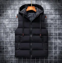 Men's Vests Autumn Winter 2021 Vest Men Casual Waistcoat Sleeveless Jackets Woih Hooded Warm Mens Bodywarmer Down For 6XL