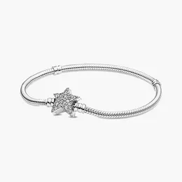 100% 925 pulseiras de malha de prata esterlina para mulheres diy jóias cabe pandora encantos novo desejo pulseira estrela anel de estrela brilhando estrelas Bead Presente com caixa original