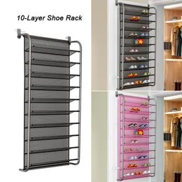 Sobre a porta pendurado sapato salvamento espaço closet sapatos organizer parede montada em aço inoxidável sapata prateleira de suspensão Home Shoe Gancho 201030