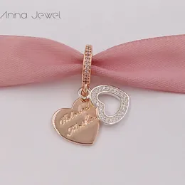 Hiçbir renk solmaz Katı Gül Altın Sevgili Anne Pandora Charms Bilezikler DIY Jewlery Yapımı Gevşek Boncuk Gümüş Takı Toptan 781883CZ