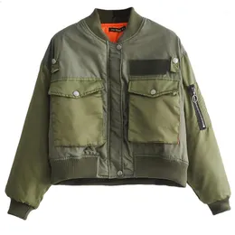 Women's Down & Parkas Winter Poloyester Fiber Quilted Cropped Bomber Jacket Women Autumn Female Army Green Safari Short Coat Woman Top Windb