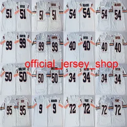 NCAA 23 Devin Hester Jersey 9 Jim McMahon 34 Walter Payton 40 Gale Sayers 50 Mike Singletary White Retro Football Jerseys Stitched Mens