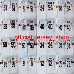 NCAA 23 Devin Hester Jersey 9 Jim McMahon 34 Walter Payton 40 Sayers Gale 50 Mike Singlety Branco Retro Football Camisas costuradas mens