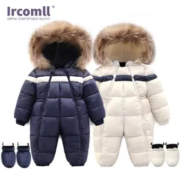 Rosja Zima Niemowlę Baby Boy Girl Romper Grubeni Snowsuit Wiatroodporny Ciepły Kombinezon Dla Dzieci Odzież Toddler Outfit 211229