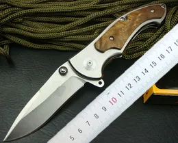 1 sztuk Najwyższej Jakości 337 Survival Flipper Składany Knife 440C Satynowe Wykończenie Nóż Steel + Shadow Wood Handle Outdoor EDC Pockt Noże