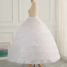White Plus Size Ball Gown Bridal Petticoat 6 Hoops Jupon Tarlatan Crinoline Underskirt Slips Make Dress Puffy Quince Bridal Debutante Wedding Accessories