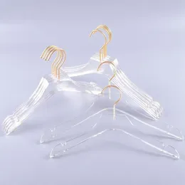 50PCS Luxury Clothes Hangers Clear Acrylic Dress Hangers with Gold Hook Transparent Shirts Holders with Notches for Lady Kids