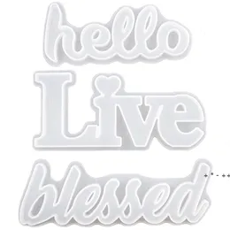 Silicone Mold Hello Love Live Blessed Epoxy Resin Moulds DIY Ornament för hemmakontor Bröllopsinredning RRA11350