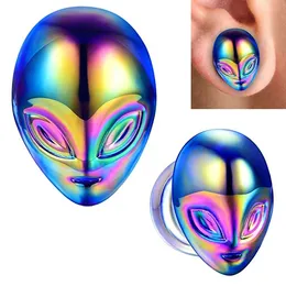 BODY PUNK Irridescent alien Pyrex Glass Gauges Ear Expanders Ear Plugs and Tunnel Piercing Body Jewelry alargador de orelha