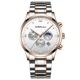 2020New style Crrju Chronograph Quartz Watch Men Simple Fashion Casual Dress Stainless Steel Watches 30 M Daily Waterproof Date relogio 2159