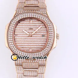 Limited 40mm 5719 5719/10G-010 Gypsophila Diamond Dial Cal.8215 Automatic Mens Watch Rose Gold Diamond Bracelet Sport Watches Hello_watch