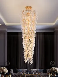 Modern Golden Branches Crystal Chandeliers LED Romantic Tree Chandelier Lights Fixture European Big Long Stairway Home Indoor Lighting Diameter120cm H280cm