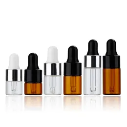 2021 3ml 5ml mini âmbar vidro claro óleo essencial gotas de gotas de gotas de frascos frascos mini contêiner de vidro âmbar