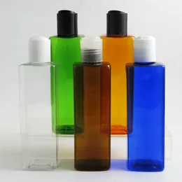 20 x 240ml 8oz Square Refillable Amber Cobalt Blue Clear Green Orange Pet Plastic Cream Bottle Disk Cap Dispensing Container