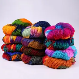 染められた派手な分厚いかぎ針編み糸のカラフルな牛乳綿糸赤ちゃんセーター編み編みモアールウール糸かぎ針編み針約50g