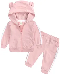 Çocuklar Giysileri Bebek Kız Bebek 2 PCS Kıyafet Seti Bebek Çiçek Hoodie+Çiçek Pantolonları Takip Çocuk Giyim