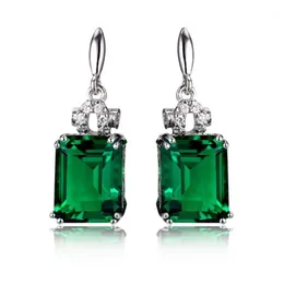 Silverfärg 925 Emerald Smycken Örhängen för Kvinnor Peridot Mystic Jade Bizuteria Gemstone Garnet Emerald Drop Earrings Kvinna1