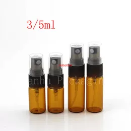 3ml 5 ml Brown Mini Glass Spray Bottle Prov Mist Sprayer Parfym Display Container Refillerbar Atomizer Injektionsflaska 100PC / Lotpls Order