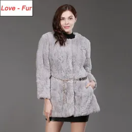 2020 Real Natural Rex Fur Coat Real Rex Fur Jacket Varm tjock lång stil Overcoat Wholesale Factory Retail