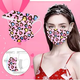 Maschera protettiva monouso in tessuto meltblown stampa di San Valentino Appendere il tipo di orecchio Coppia adulta Maschera di moda Soft Love a tre strati