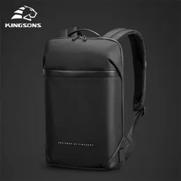 Homens Kingsons Slim Laptop Mochila 15,6 polegadas Office Work Business Bag Unisex Black Ultralight Fino Mochila 202211