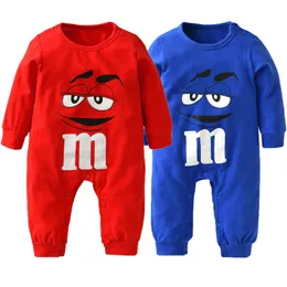 Autumn Style Baby Boys Girls Rompers Newborn Clothes 100%Cotton Long Sleeve Cartoon M Beans Jumpsuit Toddler Casual Clothing Set 201023