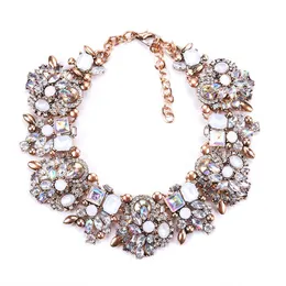 Urok Rhinestone Kwiaty Naszyjniki Dla Kobiet Moda Kryształ Biżuteria Choker Oświadczenie Bib Collar Naszyjnik 2020