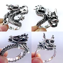 Bulk lots 20pcs alloy chinese dragon design ring mix cool charm vintage gift men jewelry wholesale