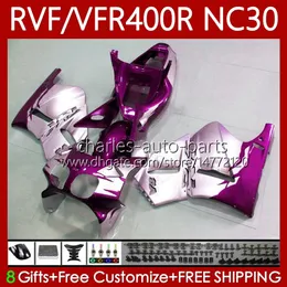 Fairings Kit For HONDA VFR400 R RVF400R NC30 V4 1989 1990 1991 1992 1993 79No.113 RVF Silvery Rose VFR 400 RVF400 R 400RR VFR 400R VFR400RR 89-93 VFR400R 89 90 91 92 93 Body